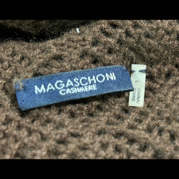 Magaschoni Long Sleeve Open Knit Cashmere Sweater Brown Size L - Picture 11 of 12